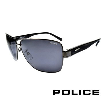 POLICE 義大利警察都會款個性型男眼鏡-金屬框(黑灰) POS8880-0568