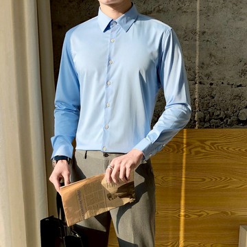 男士襯衫長袖商務正裝上班西裝寸衫修身帥氣結婚伴郎休閑白襯衣潮1入