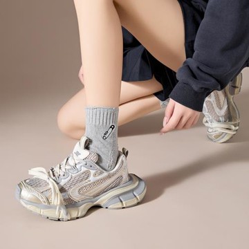 巴黎3XL老爹鞋女2025秋冬加絨新款ins潮鞋厚底男女同款休閑運動鞋