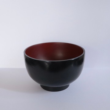 漆椀 外松煙內弁柄 刷毛目塗椀 手工木製漆椀 黑與紅