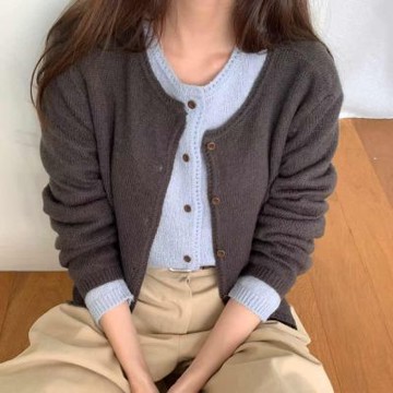 正韓罩衫 針織短款外套CPC1050-創翊韓都