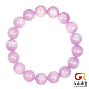 【正佳珠寶】紫鋰輝 頂級貓眼紫鋰輝 11.8-12.3mm 貓眼紫鋰輝手珠｜日本彈力繩