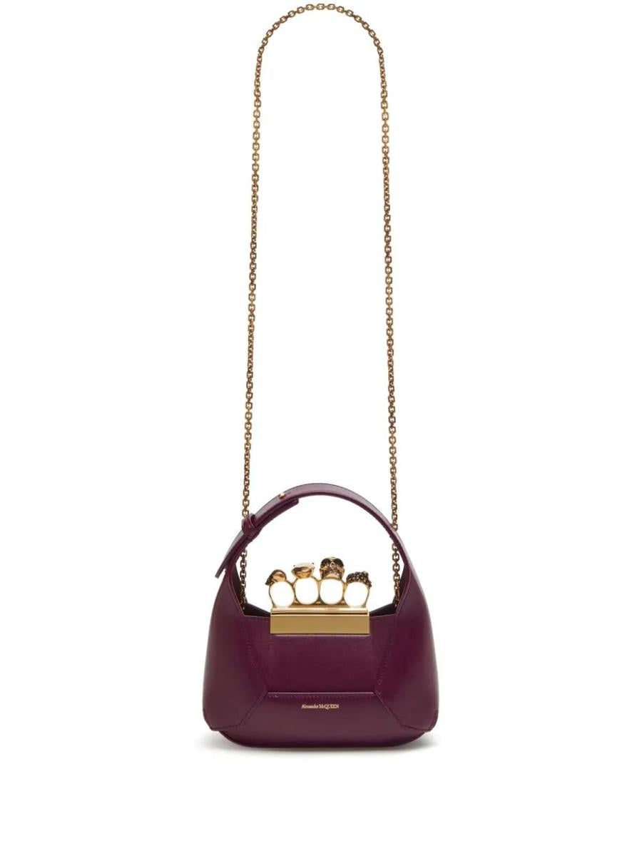 ALEXANDER MCQUEEN The Jewelled Hobo Mini Bag In Burgundy And Gold