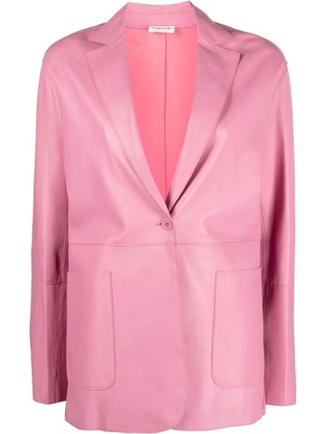 P.A.R.O.S.H. - single-breasted leather blazer - women - Polyamide/Lamb Skin/Elastane - XS - Pink