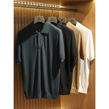 意式奢華2025夏季新款男士高級感老錢風天絲針織短袖POLO衫潮9979