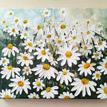 雛菊繪畫厚塗風景紋理藝術牆面裝飾