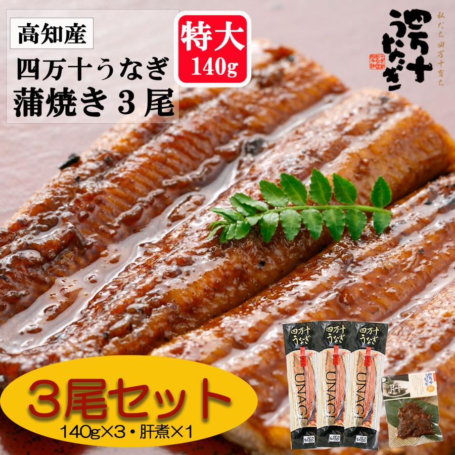  味付け肝煮付き!! 四万十うなぎ蒲焼（大）約140g 3本セット 四万十うなぎ肝 プレゼント ギフト 高級ギフト お取り寄せ