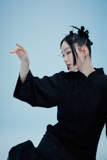 煩惱心黑色中國風真絲旗袍洋裝