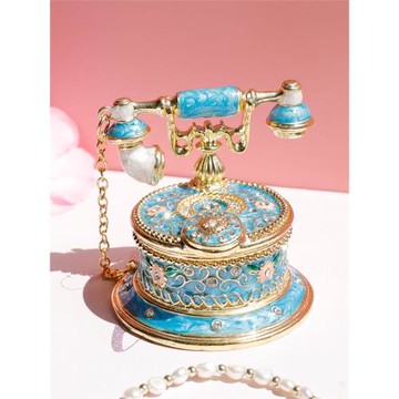 家用打電話首飾盒擺件帶電話機飾品盒婚禮戒指盒電話裝飾品收納盒