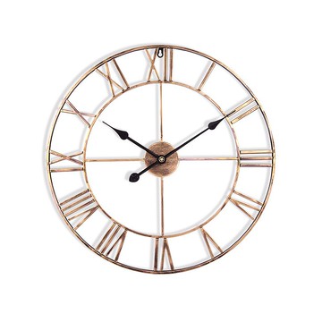 鐵製設計時鐘 仿鏽黑針 60cm 台製機芯 羅馬數字 鐵藝鐘 簡約