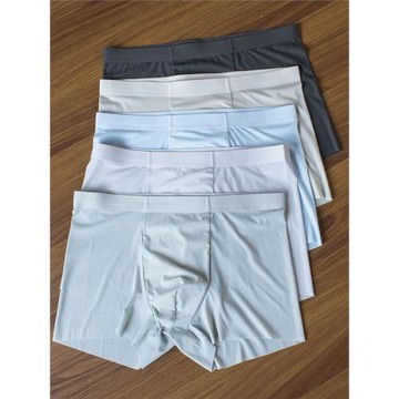 RE新款120S涼感冰絲提花男士內褲無痕純色面膜褲薄平角褲男四角褲