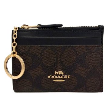 COACH 經典C LOGO悠遊卡夾鑰匙圈/零錢包(深咖)
