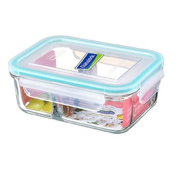 Glasslock分隔強化玻璃保鮮盒670ml