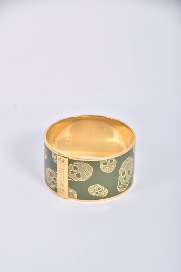 alexander mcqueen綠色骷髏頭金色手環