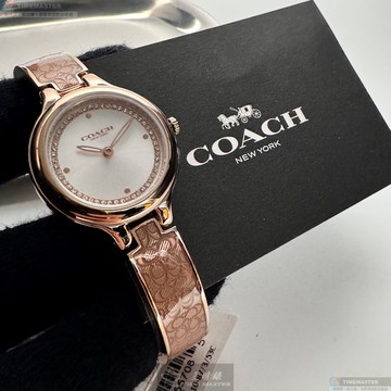 [星晴錶業]COACH手錶,26mm,CH00235銀白色錶面玫瑰金錶殼玫瑰金色精鋼錶帶款