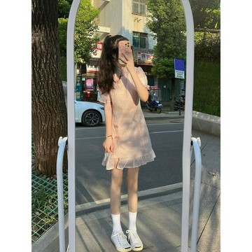 新中式改良旗袍裙夏季新款溫柔風收腰顯瘦甜美泡泡袖連衣裙小個子