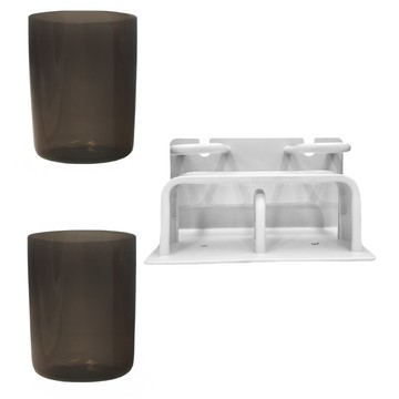 太空鋁置物架 牙刷杯架 附兩個杯子  白色  1個