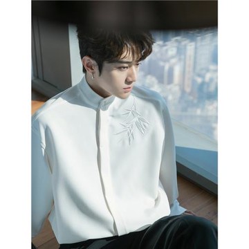 CHICERRO西西里男裝新中式國風上衣立領男士白襯衫外套高級感襯衣