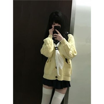 【厚針織開衫】麻薯秋冬慵懶日系jk毛衣外套寬松麻花純棉針織開衫