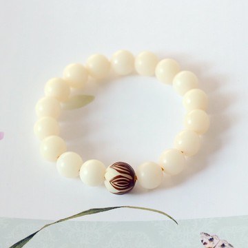 菩提渡原創 經典款白玉菩提根手串菩提蓮花情侶禪意手串1入