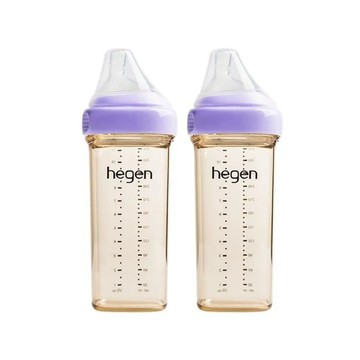 Hegen 金色奇蹟PPSU多功能方圓型寬口奶瓶 330ml 雙瓶組-四色