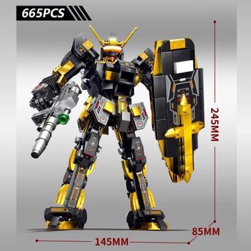拼裝積木玩具兒童未來機甲拼圖獨角獸半機械黑金元祖機甲擺件機器