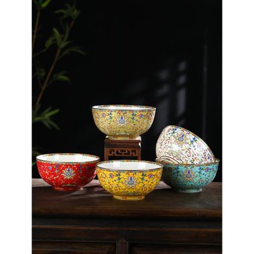 陶瓷湯碗大號面碗骨瓷飯碗8英寸瓷碗琺瑯彩碗景德鎮家用大碗新款