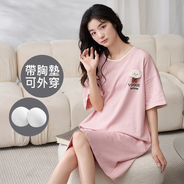 沁甜涼爽純棉BRA連身裙(KDDY-702)