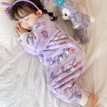 男女寶寶連體衣睡袋睡衣法蘭絨秋冬季加絨加厚珊瑚兒童嬰兒家居服鑫弘-萌寶童裝可開發票