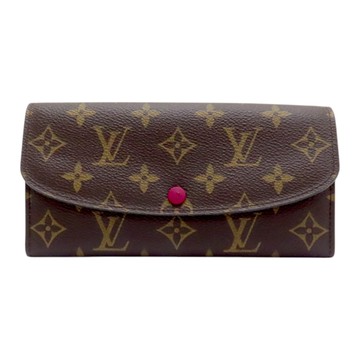 【二手名牌BRAND OFF】LOUIS VUITTON LV 路易威登 棕色 原花 帆布 Emilie 扣式長夾 M60697