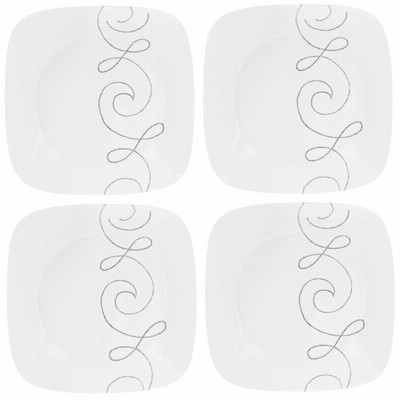 コレール スクエア ランチプレート 約22cm ４点セット 四角皿 エンドレス スレッド Corelle Square Endless Thread 8.75" Lunch Plate (Set of 4) 1119378