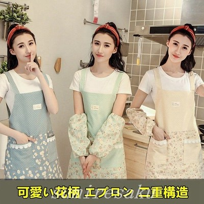 ポケット付き女性エプロン可愛い花柄防水裏生地二重構造キッチン調理保育士幼稚園花屋エプロン単品 通販 Lineポイント最大get Lineショッピング