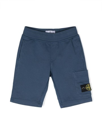 STONE ISLAND JUNIOR logo badge-detailed cotton shorts Boy
