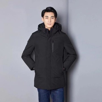 雅家剪標 時尚連帽加厚保暖羽絨外套 2025冬季新品中長款羽絨服男