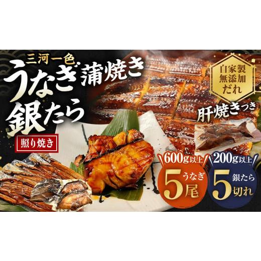 ふるさと納税 愛知県 幸田町 (中)5P 三河一色 うなぎ 蒲焼き 5尾 × 銀たら 5切れ (肝焼き付き) 鰻 ウナギ タラ 鱈 銀鱈