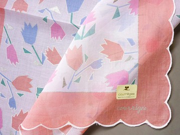 Courreges 復古手帕花卉口袋方形男士 17.5 x 17 英寸