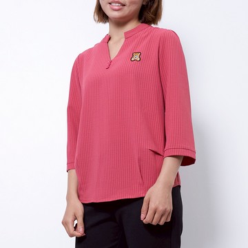 CLL巧玲瓏 後背排釦V領線條七分袖上衣 1133813