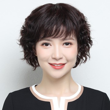 女假髮整頂真髮絲-短髮遞針頭頂梨花燙捲髮美髮用品3色74cl44【巴黎精品】