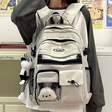 當天出貨+隔日達🌈書包女複古工裝學生大容量校園雙肩包百搭旅行外出尼龍後揹包 大容量書包 大學生書包 防潑水 筆電後背包
