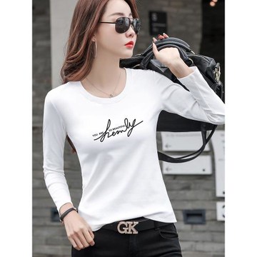 白色修身純棉長袖t恤女士春秋冬內搭洋氣2026新款上衣加絨打底衫v