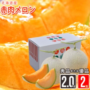 2024年 予約受付中 メロン ギフト 送料無料 北海道産赤肉メロン 約2.0kg×2玉(優品または秀品)   北海道産 道産 メロン めろん フルーツ