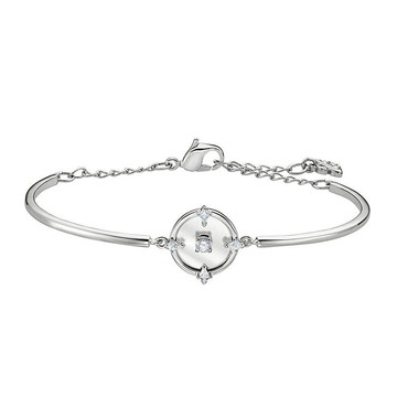 SWAROVSKI - 純銀圓盤造型鑲鑽手環 (銀)