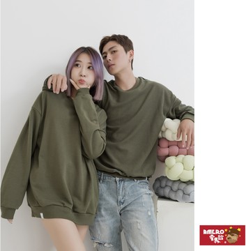 【AMERO】男女裝 雙面素色大學T 寬鬆 落肩 情侶裝 共19色