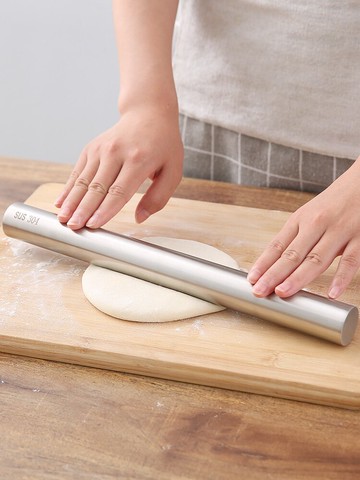 家用304不銹鋼搟面棍長短可選烘焙面食工具壓餃子面皮棍棒搟面杖
