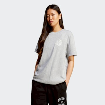 ADIDAS ORIGINALS 愛迪達 阿迪達斯 三葉草 寬鬆 純棉 女 休閒上衣 短袖上衣- 灰色 FOREVER TEE- JN6693