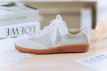 新品【米拉諾】蕾絲緞帶德訓鞋_灰 |手工訂製| MIT 加大尺碼27.5