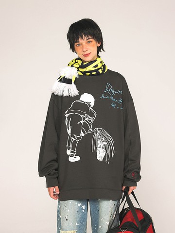 UNVESNO成長的煩惱- 澆花男孩印花復古潮牌情侶衛衣印花 SWS-1589