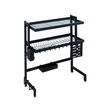 【Y HOUSE】廚房水槽架-65cm款 碗架瀝水架 碗碟架 瀝水籃 廚房收納架-雙層黑色