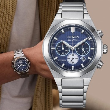 CITIZEN星辰 GENTS系列 Zenshin 新鈦度 光動能 計時腕錶 41mm / CA4691-59L