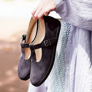 【經典日】麂皮霧碳黑 瑪莉珍鞋